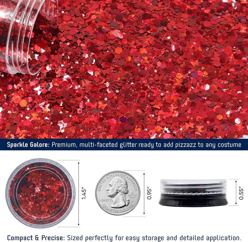 Funcredible Red Costume Wings, Star Wand & Glitter – Adult Festival & Halloween Cosplay Accessory Set - Image 3